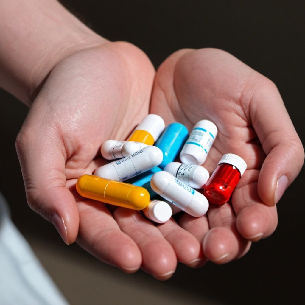 Bnzodiazepin hatása az agyra, illusztrálva gyógyszerekkel a kézben