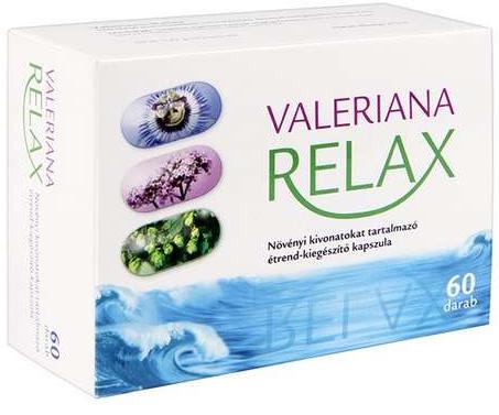Valeriana relax  étrend-kiegészítő kapszula dobozban.